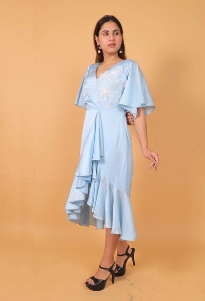 Drape Sky - Ruffle Drape Dress