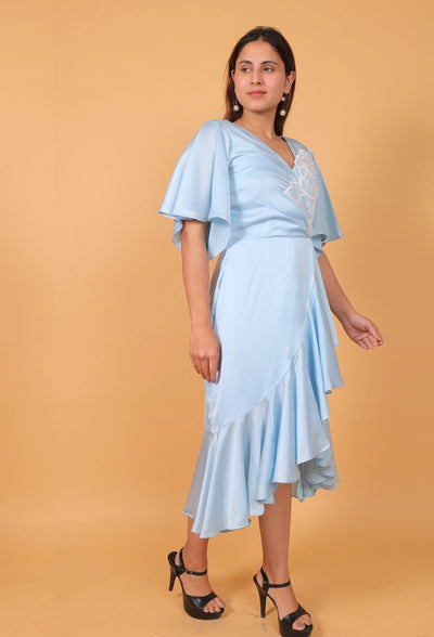 Drape Sky - Ruffle Drape Dress