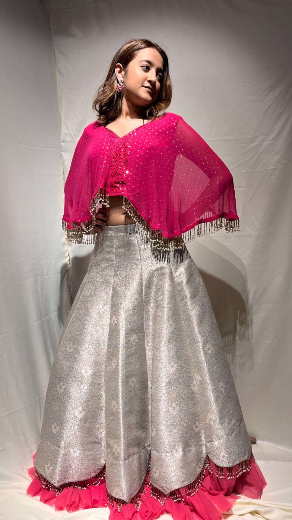 Pale Pink Embroidered Panelled Skirt - Jasmine Bains