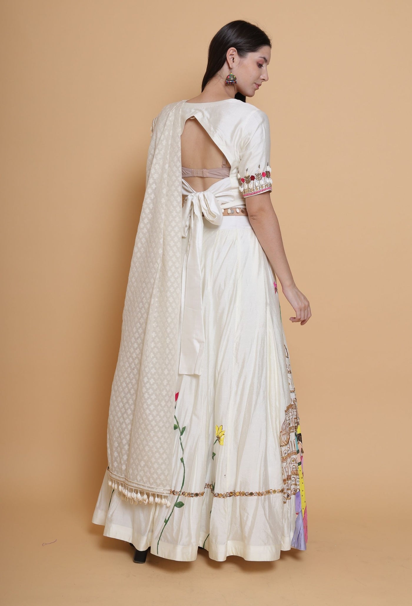 Elysium Dream - Cream Lehenga - Royal Family Hand Paint and Embroidery