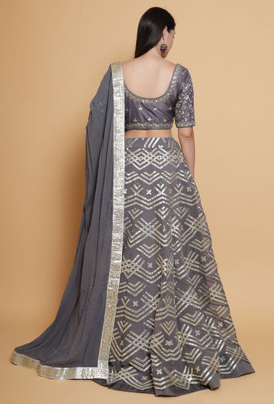 Moonlit Radiance - Metallic Gray Gotta Work Lehenga