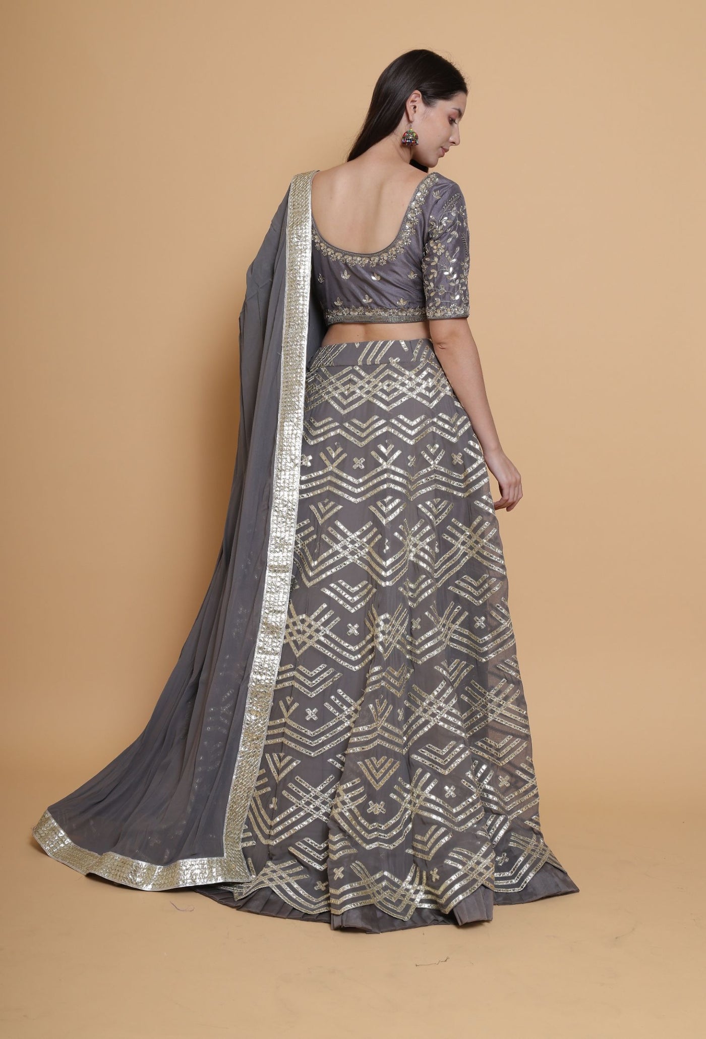 Moonlit Radiance - Metallic Gray Gotta Work Lehenga