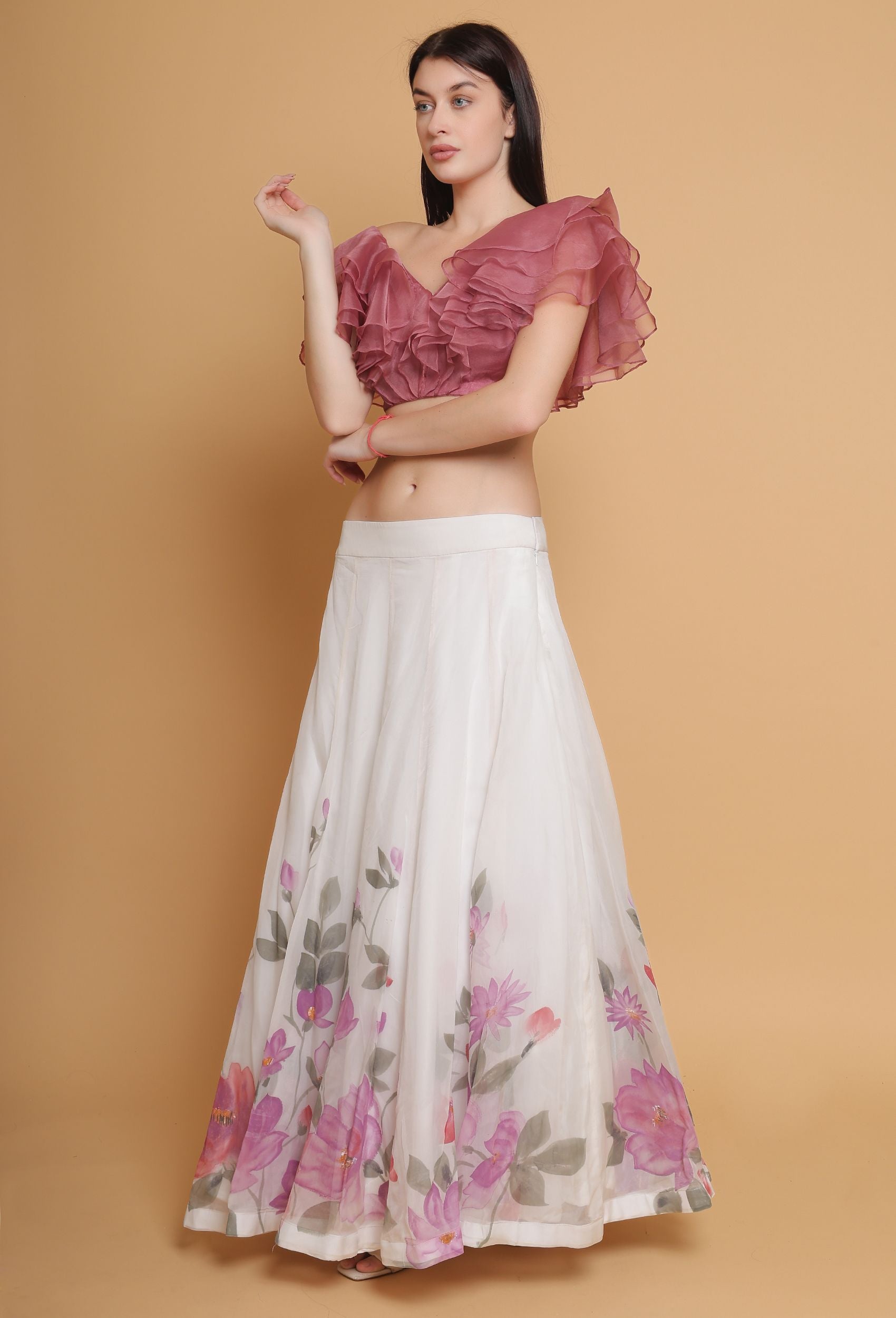 Long floral skirt clearance designer